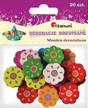 Titanum Dekoracje drewniane kwiaty mix 20 sztuk (WDC021) 1