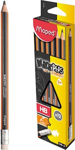Maped Ołówek Blackpeps z gumką jumbo HB. Pudełko z zawieszką (854721) 1
