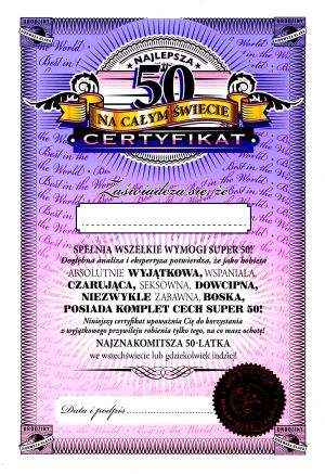 Pan Dragon Certyfikat 50 urodziny dla kobiety 1