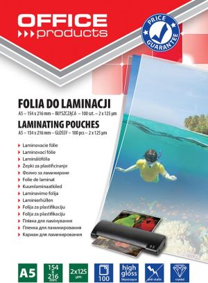 Office Products Folia do lam.office bł.2x125 mikr.A4 216x154 20325235-90 100szt. A5 1
