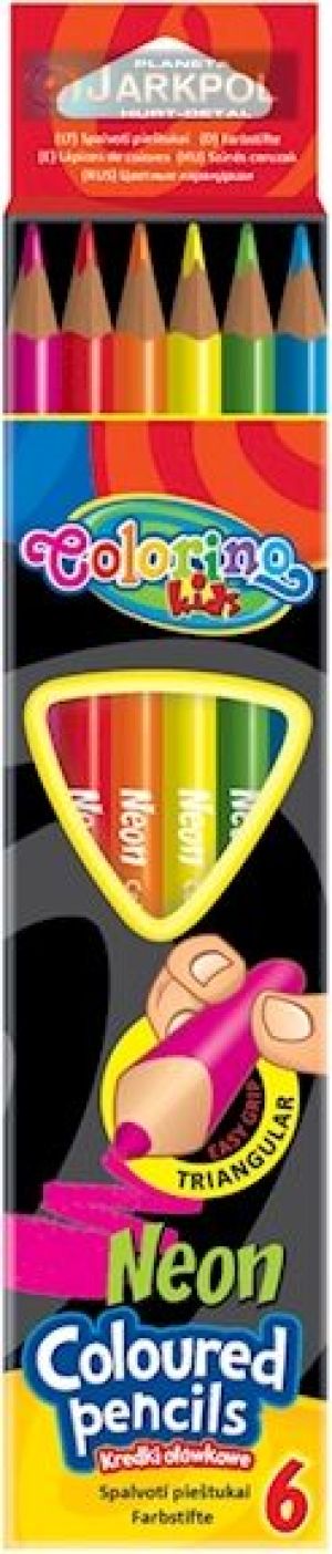 Colorino Kredki ołówkowe neon, trójkątne, 6 kolorów (326174) 1
