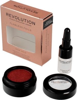 Makeup Revolution Flawless Foils Metaliczny cień do powiek + baza Rose Gold 1