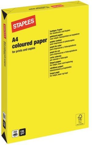 Staples Papier ksero Intensive Colours A4 120g żółty 250 arkuszy 1