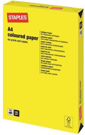 Staples Papier ksero Intensive Colours A4 120g żółty 250 arkuszy 3