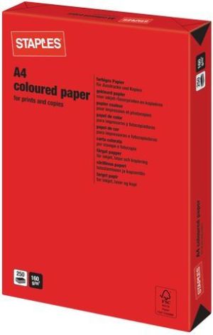 Staples Papier ksero Intensive Colours A4 160g czerwony 250 arkuszy 1