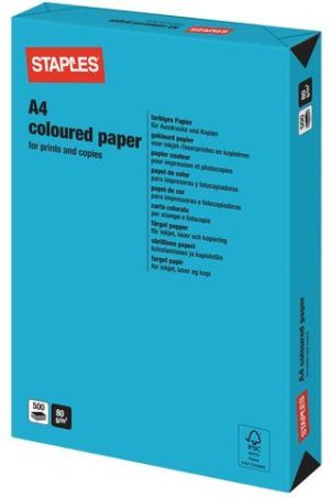 Staples Papier ksero Intensive Colours A4 80g niebieski 500 arkuszy 1