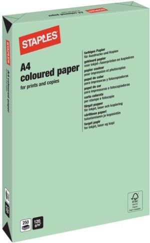 Staples Papier ksero Pastel Colours A4 120g zielony 250 arkuszy 1