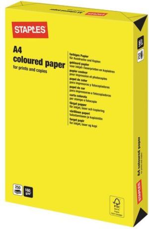 Staples Papier ksero Intensive Colours A4 160g żółty 250 arkuszy 1