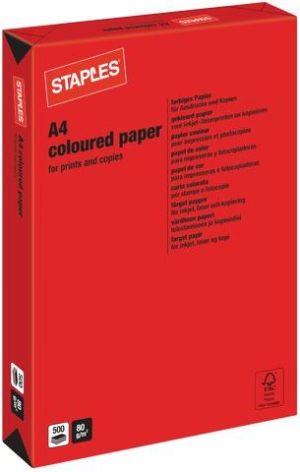 Staples Papier ksero Intensive Colours A4 80g czerwony 500 arkuszy 3