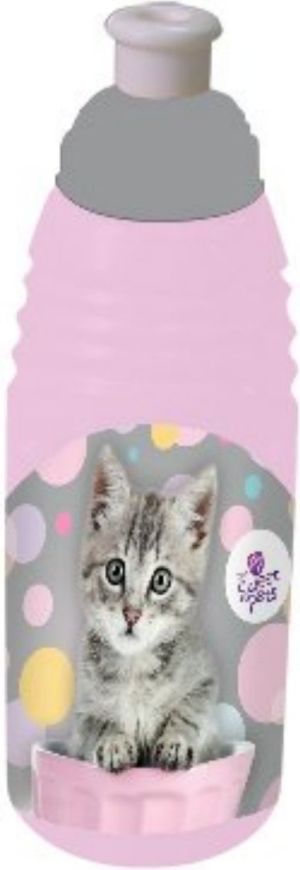 Beniamin Bidon plastikowy The Sweet Pets - kot różowo-szary 470ml 1