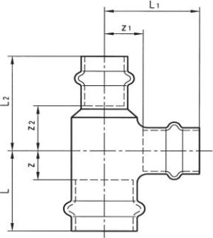 Conex Trójnik redukcyjny miedziany serii B Press 28 x 15 x 28mm (P513002815028) 2