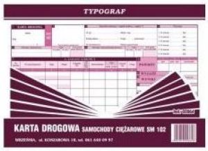 Typograf Druki samokopiujące karta drogowa na samochody ciężarowe, A-4 Sm 102 (02064) 1