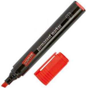 Staples Marker permanentny 2090 ścięta końcówka, 1-5 mm, czerwony (C20902) 1