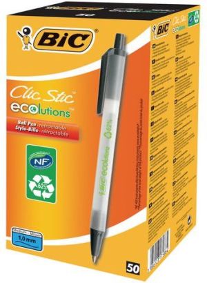 Bic Długopis Ecolution CLIC STIC jednorazowy, czarny 50 szt. (BIC544) 4