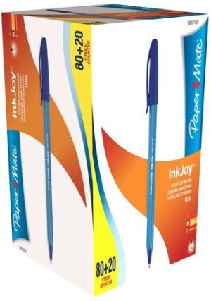 Paper Mate Długopis INKJOY 100 CAP M, niebieski, opakowanie 80+20 sztuk (SAN231) 2