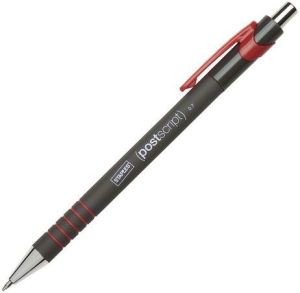 Staples Długopis automatyczny Postscript Softgrip jednorazowy, czerwony 1