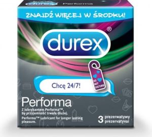 Durex  Performa prezerwatywy z lubrykantem dla dłuższej przyjemności 3szt 1