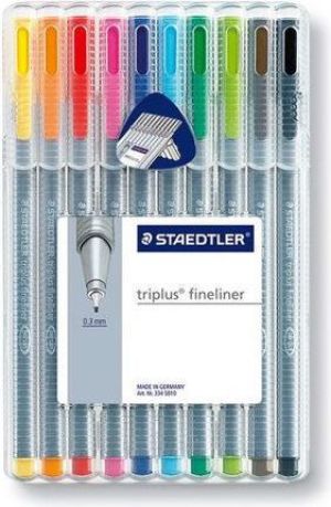 Staedtler Cienkopis fibrowy TRIPLUS FINELINER, etui 10 kolorów (STA149) 1