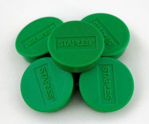 Staples Magnesy do tablic magnetycznych 30mm, zielony, opakowanie 10 sztuk (C61103) 1