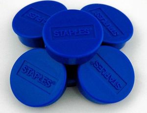 Staples STAPLES Magnesy do tablic magnetycznych 10mm, niebieski, opakowanie 10 sztuk 1
