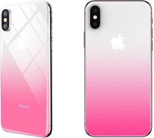 Baseus Baseus gradient szkło hartowane 9H na tył iPhone X różowe 11