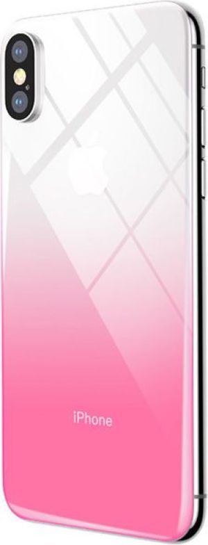 Baseus Baseus gradient szkło hartowane 9H na tył iPhone X różowe 1