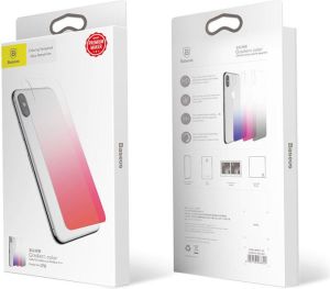 Baseus Baseus gradient szkło hartowane 9H na tył iPhone X różowe 2