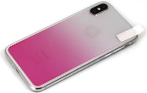 Baseus Baseus gradient szkło hartowane 9H na tył iPhone X różowe 4