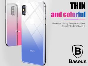 Baseus Baseus gradient szkło hartowane 9H na tył iPhone X niebieskie 17
