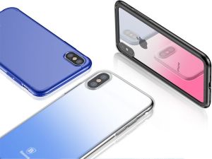 Baseus Baseus gradient szkło hartowane 9H na tył iPhone X niebieskie 18