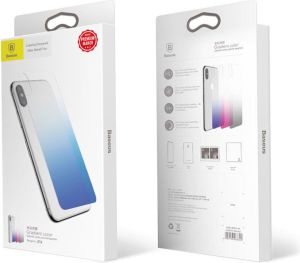 Baseus Baseus gradient szkło hartowane 9H na tył iPhone X niebieskie 2