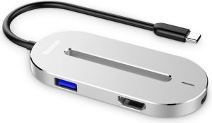 Stacja/replikator Baseus Baseus O HUB adapter usb-c typ c HDMI 4K 3x USB 3.0 - srebrny 1