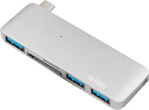 HUB USB WiWU Adapter hub WiWU C1 5w1 USB-C - 3x USB 3.0 +micro +SD srebrny 1