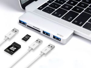 HUB USB WiWU Adapter hub WiWU C1 5w1 USB-C - 3x USB 3.0 +micro +SD srebrny 2