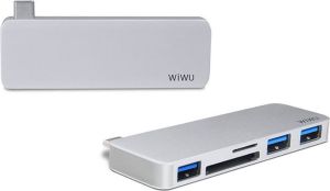 HUB USB WiWU Adapter hub WiWU C1 5w1 USB-C - 3x USB 3.0 +micro +SD srebrny 3