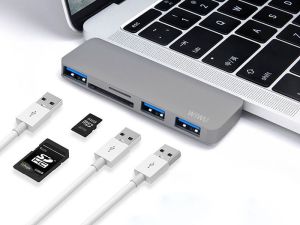 HUB USB WiWU Adapter hub WiWU C1 5w1 USB-C - 3x USB 3.0 +micro +SD szary 2