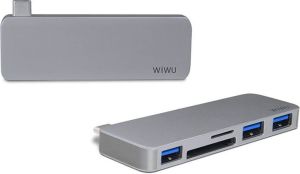 HUB USB WiWU Adapter hub WiWU C1 5w1 USB-C - 3x USB 3.0 +micro +SD szary 3