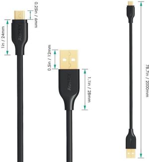 Kabel USB Aukey USB-A - 2 m Czarny (25886-uniw) 6