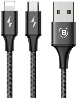 Kabel USB Baseus USB-A - microUSB + Lightning 1.2 m Czarny (27107-uniw) 2