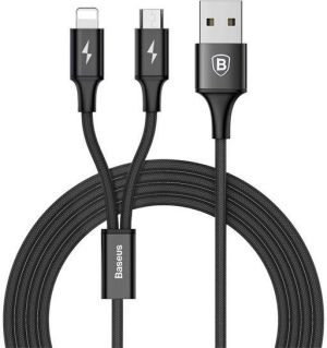 Kabel USB Baseus USB-A - microUSB + Lightning 1.2 m Czarny (27107-uniw) 1