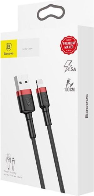 Kabel USB Baseus USB-A - Lightning 1 m Czarno-czerwony (31652-uniw) 4