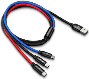 Kabel USB Baseus USB-A - USB-C + microUSB + Lightning 1.2 m Czarny (31567-uniw) 2