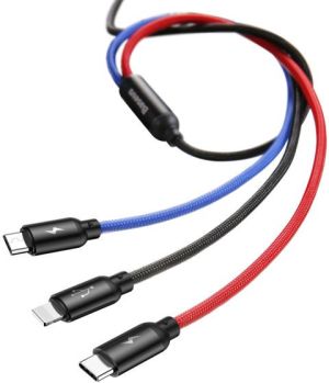 Kabel USB Baseus USB-A - USB-C + microUSB + Lightning 1.2 m Czarny (31567-uniw) 3