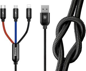 Kabel USB Baseus USB-A - USB-C + microUSB + Lightning 1.2 m Czarny (31567-uniw) 8