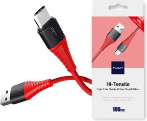 Kabel USB Rock Space Kabel Rock Hi-Tensile USB-C Typ C 3A 1m Nylon czerwony 3