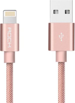 Kabel USB Rock Space Rock kabel Lightning (MFI) apple iphone nylonowy różowy 1