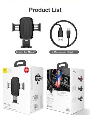 Baseus Uchwyt grawitacyjny do samochodu QI WXYL-0S 7