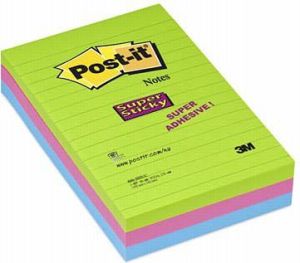 Post-it Bloczek super sticky 660-3 ssuc mix kolorów 101x152mm 3x90 kartek (3M0688) 1