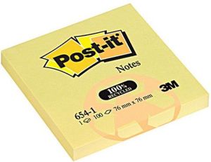 Post-it Bloczek RECYCLED 654 76x76mm, żółty (3M0509) 1