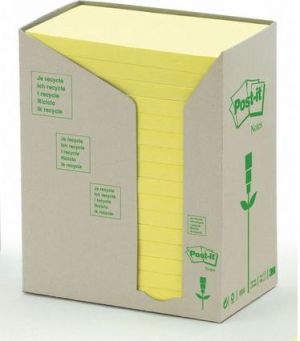 Post-it Bloczek ekologiczny TOWER, 76 x 127mm, żółty pastel, 16 sztuk po 100 karteczek (3M0282) 1